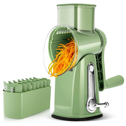 Rotary Cheese Grater with 5 Blades & Strong Suction Base