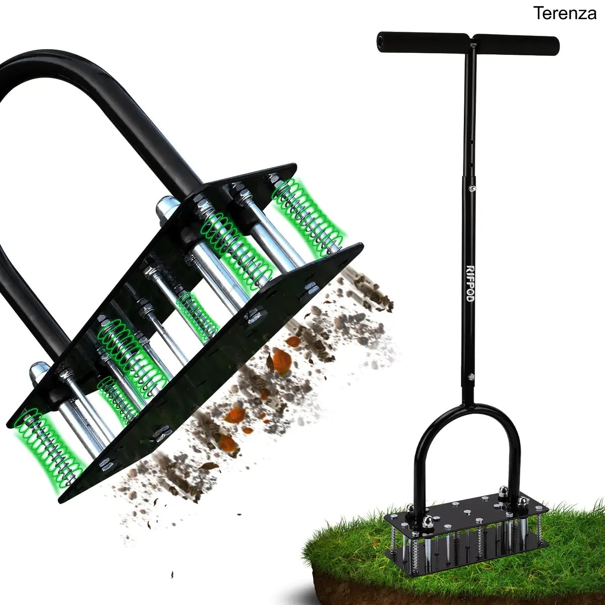 Lawn Aerator Tool – 15 Iron Spikes, Height Adjustable