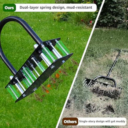 Lawn Aerator Tool – 15 Iron Spikes, Height Adjustable
