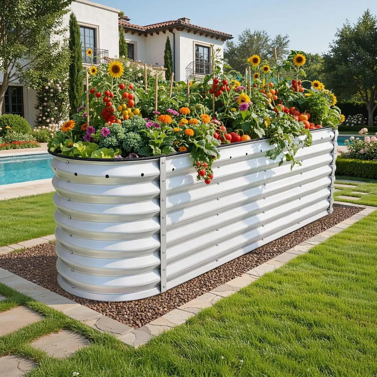 Raised Garden Bed Kit with Gloves & Tension Bar for Vegetables Flowers Plants