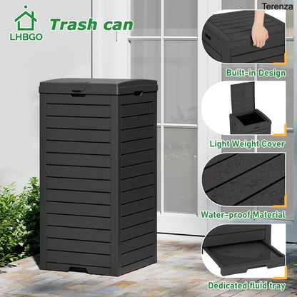 31-Gallon Outdoor Trash Can with Lid & Drip Tray