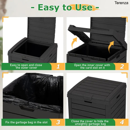31-Gallon Outdoor Trash Can with Lid & Drip Tray