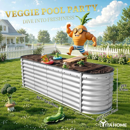 Raised Garden Bed Kit with Gloves & Tension Bar for Vegetables Flowers Plants