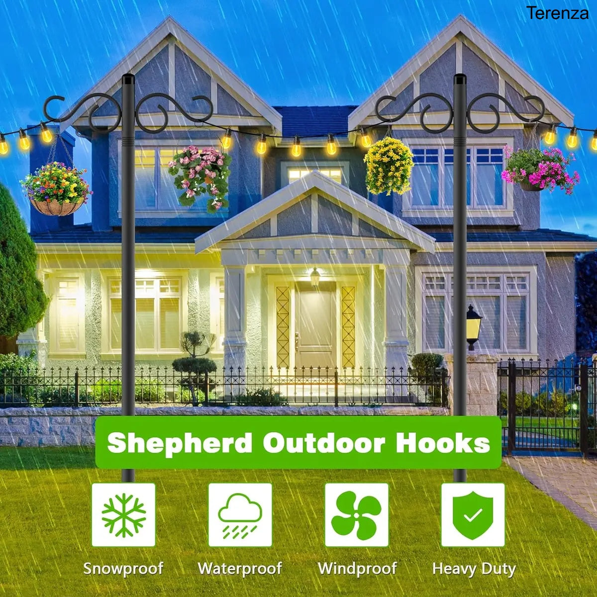 2-Pack 90" Outdoor Shepherd Hooks for Garden
