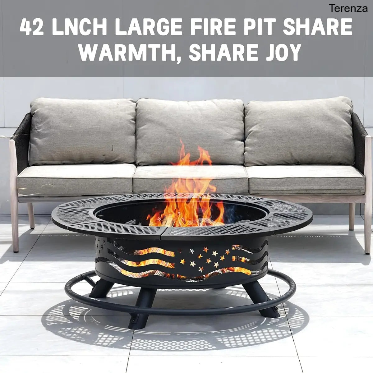 47" Wood Burning Fire Pit with 2 Grills, Lid & Poker – 3-in-1 Outdoor BBQ Table