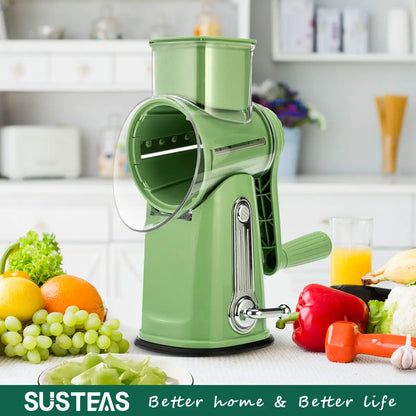Rotary Cheese Grater with 5 Blades & Strong Suction Base