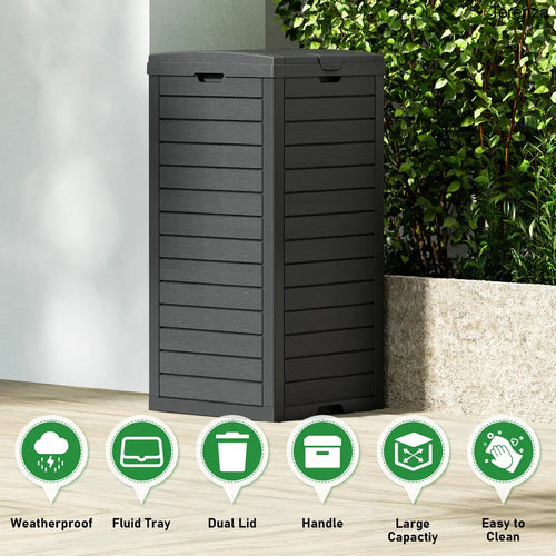 31-Gallon Outdoor Trash Can with Lid & Drip Tray