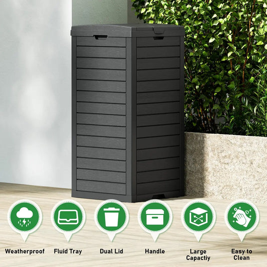 31-Gallon Outdoor Trash Can with Lid & Drip Tray