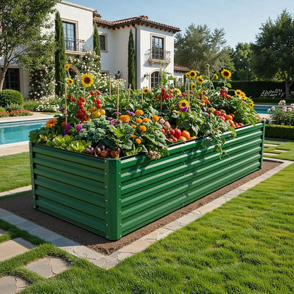 Raised Garden Bed Kit with Gloves & Tension Bar for Vegetables Flowers Plants