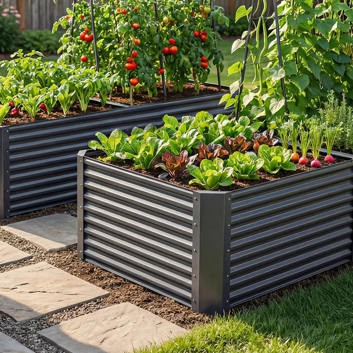 Raised Garden Bed Kit with Gloves & Tension Bar for Vegetables Flowers Plants