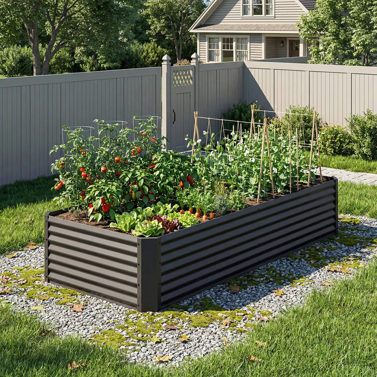 Raised Garden Bed Kit with Gloves & Tension Bar for Vegetables Flowers Plants