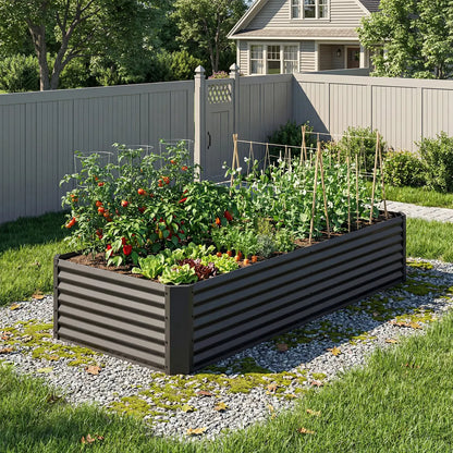 Raised Garden Bed Kit with Gloves & Tension Bar for Vegetables Flowers Plants