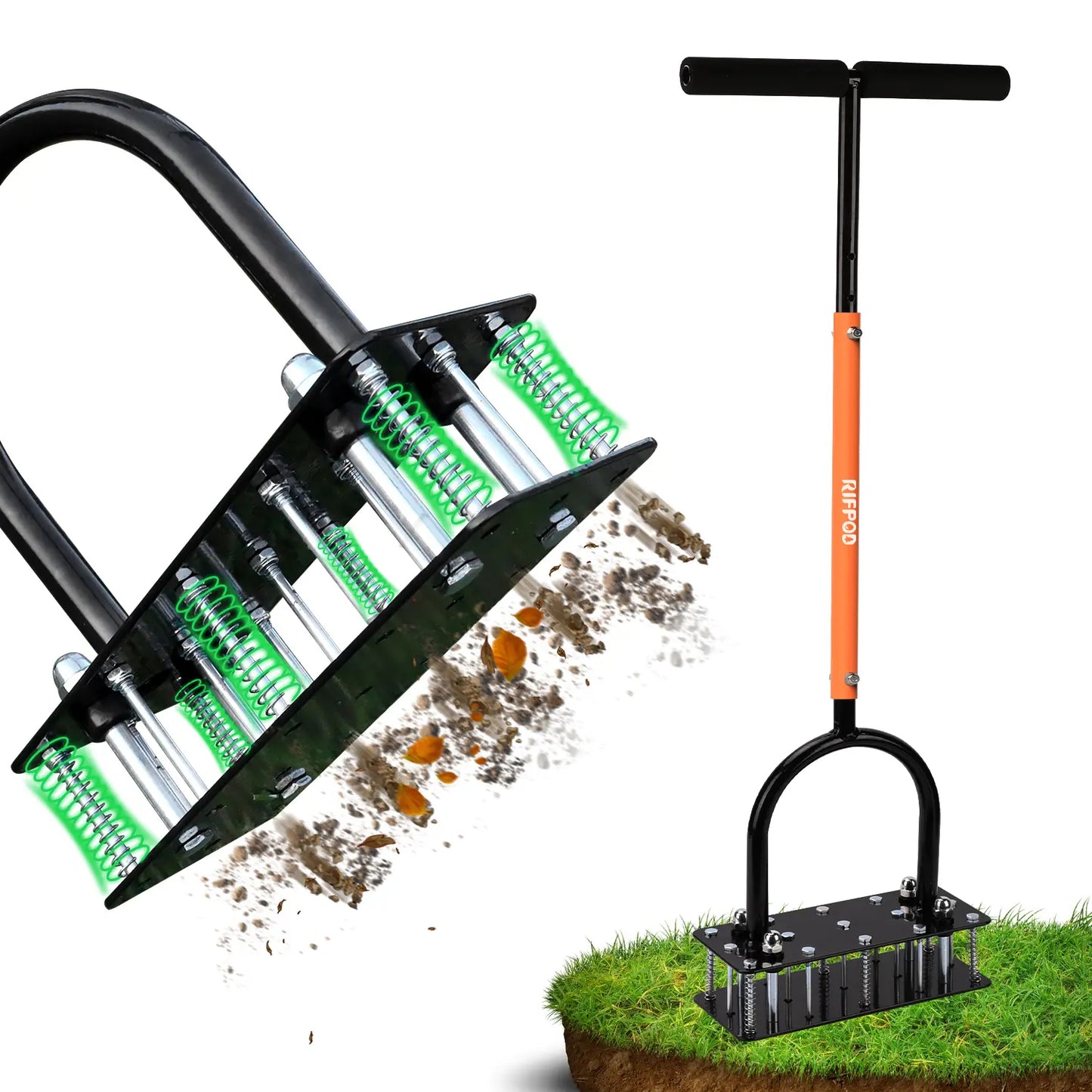 Lawn Aerator Tool – 15 Iron Spikes, Height Adjustable