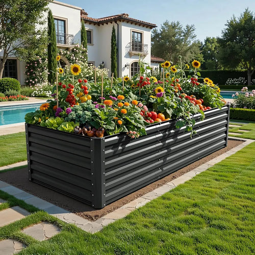 Raised Garden Bed Kit with Gloves & Tension Bar for Vegetables Flowers Plants