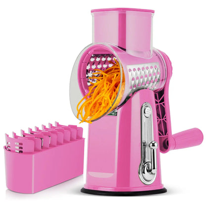 Rotary Cheese Grater with 5 Blades & Strong Suction Base