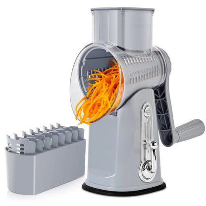 Rotary Cheese Grater with 5 Blades & Strong Suction Base