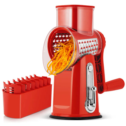 Rotary Cheese Grater with 5 Blades & Strong Suction Base