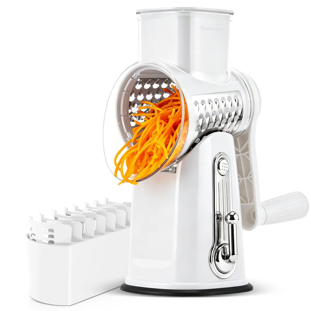 Rotary Cheese Grater with 5 Blades & Strong Suction Base