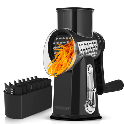 Rotary Cheese Grater with 5 Blades & Strong Suction Base